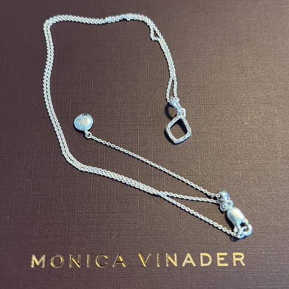 Monica Vinader Sterling Silver and Diamond Pendant and Necklace - Picture 2 of 8